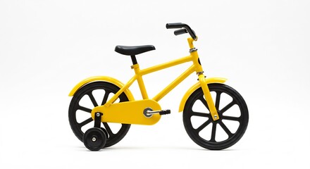 Naklejka premium V�lo enfant jaune vif studio lumi�re douce apprentissage cyclisme. AI Generated