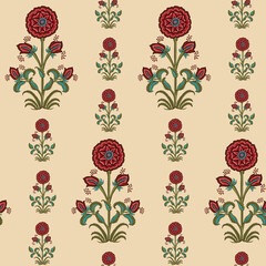 Abstract seamless color full paisley mughal motif flower leaf bunch pattern © 1234