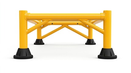 Focused view on one side of the frame legs, rubber feet grip caps and pipe joints highlighted, structural strength concept for marketing or instructional use