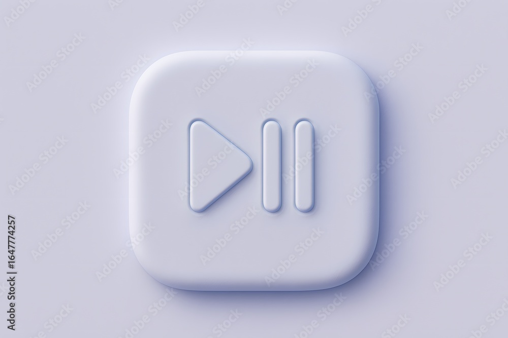 Fototapete modern minimalist ui button with play and pause icons, clean design for app interfaces and digital m