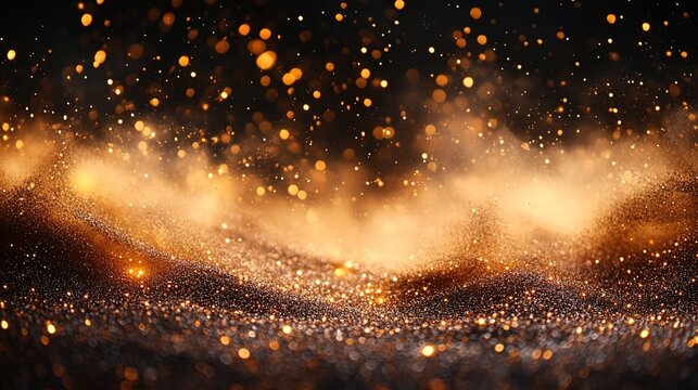 Golden Sparkling Particles Background for Design and Visual Projects 