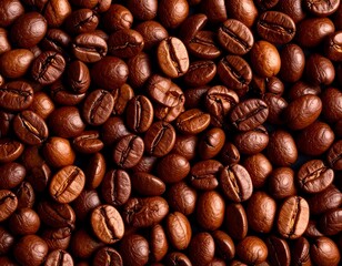 Naklejka premium Close-up view of roasted coffee beans