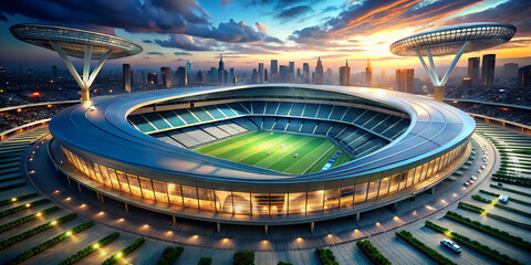 AI generated futuristic sports stadium