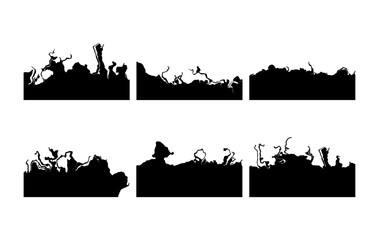 High quality burnt paper edge silhouette collection with irregular organic shapes, perfect for grunge designs, posters, scrapbooking, and creative borders.