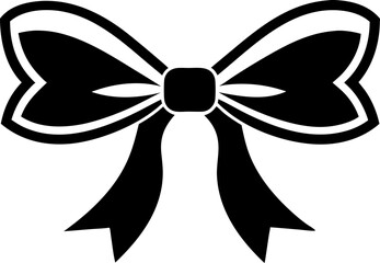 Decorative Ribbon Bow Icon Silhouette Vector Illustration