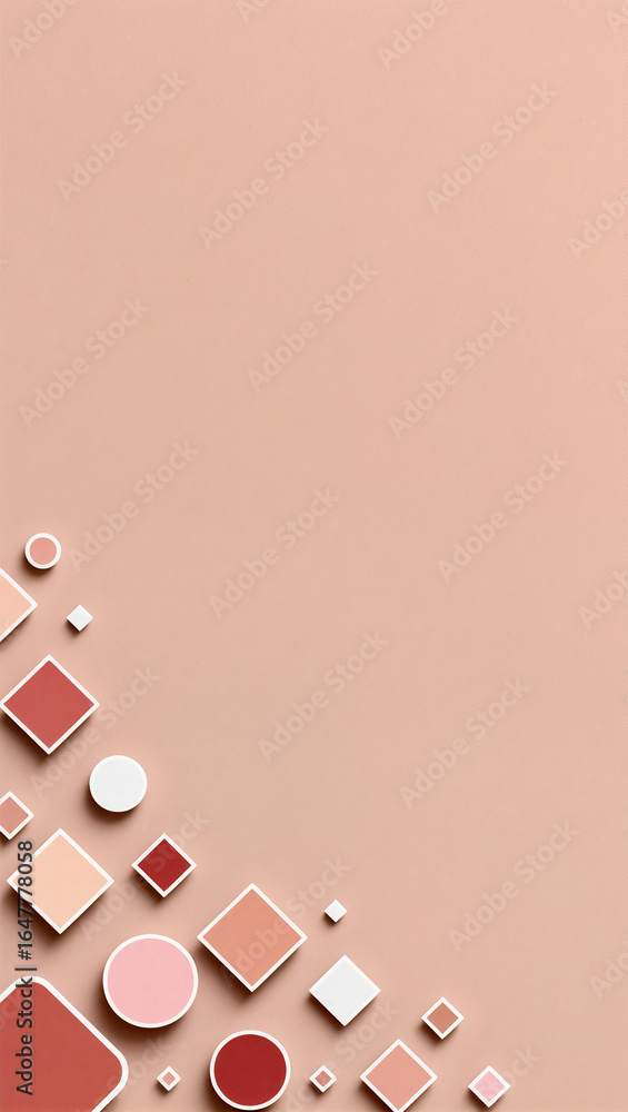 Poster geometric shapes create harmony on a soft peach backdrop