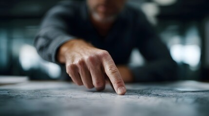 Creative director pointing at marketing plan in office setting