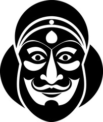 Kathakali Dancer's Face Mask Silhouette Vector Black