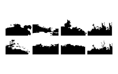 A collection of horizontal brush stroke borders in a grunge style, ideal for edging, and adding artistic effects to design projects, posters, and digital art.