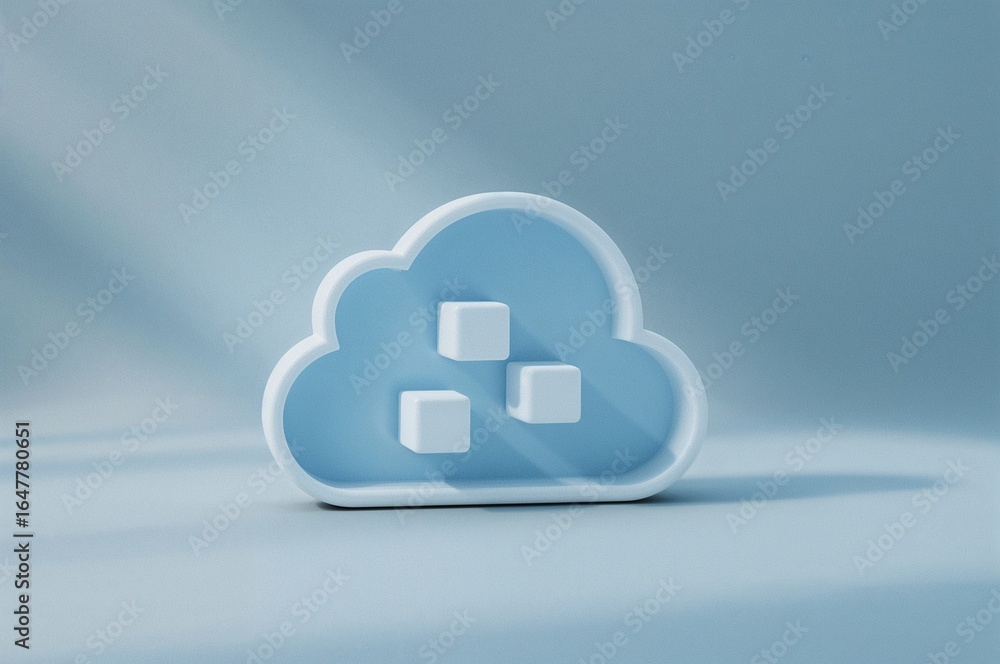 Aufkleber conceptual cloud storage with data cubes symbolizing digital information and modern technology solut