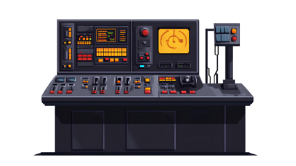 Illustration of a control panel of a radio station on transparent background