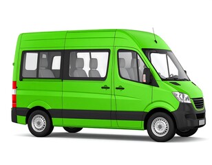 Bright green van, side view