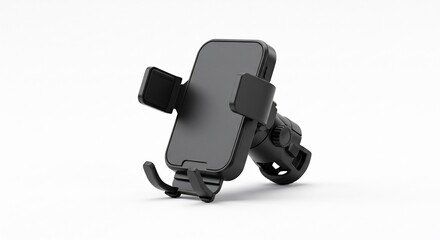 Support telephone robuste fixation velo eclairage neutre design minimaliste. AI Generated