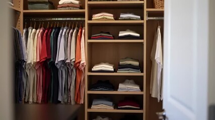Organized closet with clothes