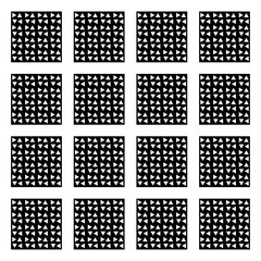 A monochrome seamless pattern featuring small triangles arranged in a complex geometric design. Ideal for digital art, textiles, or graphic design projects.