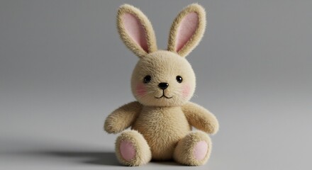 Obraz premium Lapin beige doux lumiere douce pose adorable. AI Generated