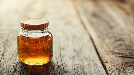 Honey jar with a custom wax seal on its lid, conveying artisanal quality, soft focus