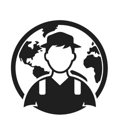 Black silhouette vector illustration of a girl with a sword, a symbol of support and character design