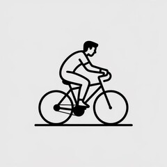 Naklejka premium Person riding bicycle minimalist line art cycling rider