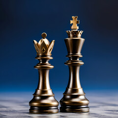 bronze chess pieces king or queen figur isolated  