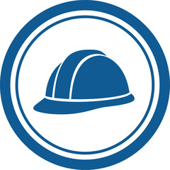 Blue construction helmet icon isolated on white background, a symbol of safety and protection for workers on a construction site