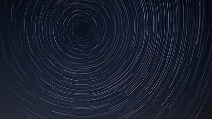Star trails forming double spirals in a velvet sky with glowing meteors, showcasing cosmic beauty.