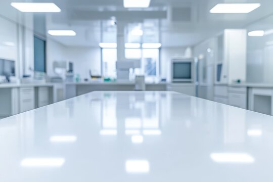 Modern Research Facility: Sleek White Countertops and Equipment in a Medical Research Environment