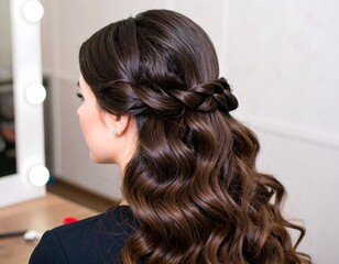 Woman's styled brunette hair