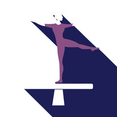 Gymnast Balancing on Beam in Dramatic Shadow Silhouette