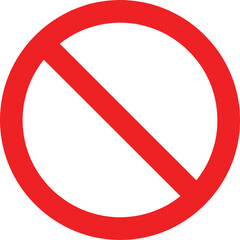 Prohibition sign with a red circle and diagonal line, indicating something is not allowed, isolated on white background