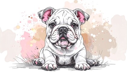 Cute bulldog puppy illustration