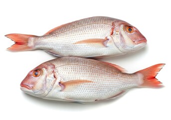 Two whole raw red snapper fish studio photograph fresh