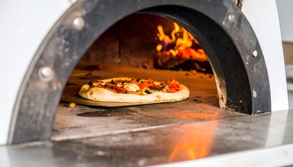 Pizza baking in a wood-fired oven (3)