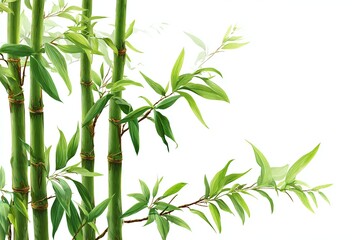 Fototapeta premium Lush green bamboo stalks with vibrant leaves