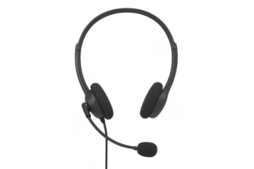 Headset with microphone on transparent background for communication