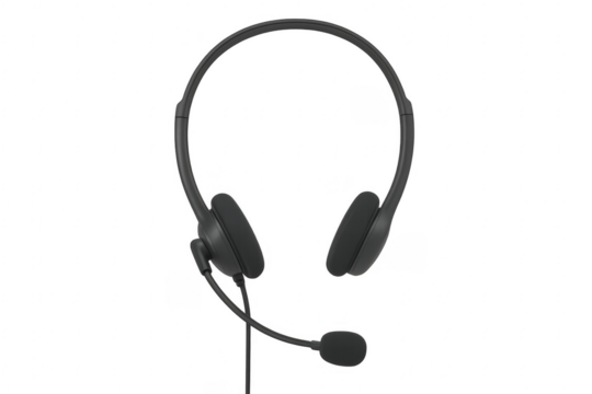 Headset with microphone on transparent background for communication