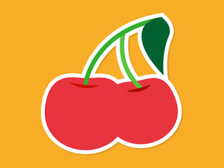 Illustration of a red fruit sticker