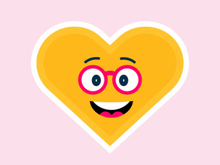 Illustration of a happy heart shaped sticker