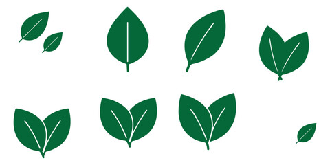 Leaf icon. Two stylized green leaves representing nature and freshness vector illustration. Eco-friendly growth and organic symbol. Sustainability and environmental sign. Natural pictogram.