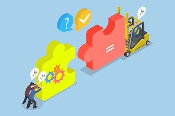 3D Isometric Flat Vector Illustration of Partnership and Teamwork, Cooperation and Strategy