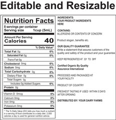 Customizable Nutrition Facts Label for Food and Beverage Products