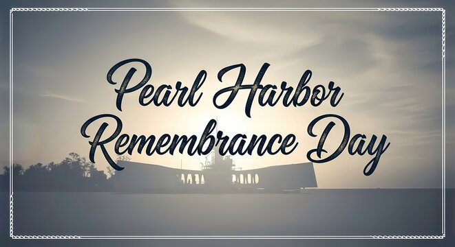 Pearl harbor remembrance day tribute with scenic sunset silhouette for commemorative design and memorial use - Powered by Adobe