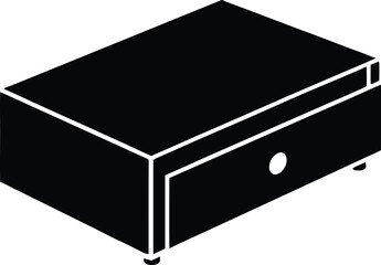 Underbed storage drawer silhouette vector art illustration
