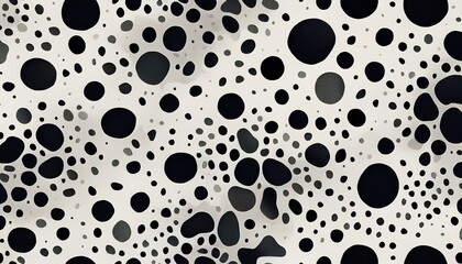 Fototapeta premium horizontal seamless pattern of black chaotic spots on white background reminiscent of dalmatian fur style repeat