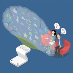 3D Isometric Flat Vector Illustration of Psychotherapy Concept, Talk Therapy For Mental Health Counseling