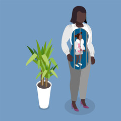 3D Isometric Flat Vector Illustration of Mental Health , Concept of Person Inner Child