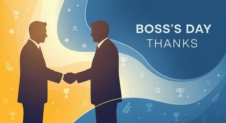 Boss's day celebration with silhouettes and symbolic elements for thank you cards or posters