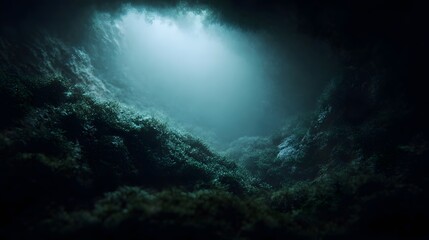 Obraz premium Glowing Underwater Cave with Mysterious Lighting