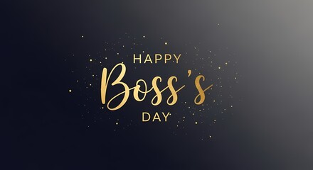 Elegant gold and black happy boss's day celebration with festive sparkles for greeting cards and office events
