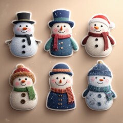 Snowman decorations display cheerful and festive winter spirit during the holiday season